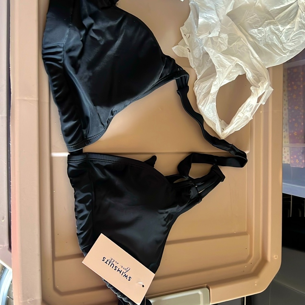 NWT swimsuits for all black halter size 14